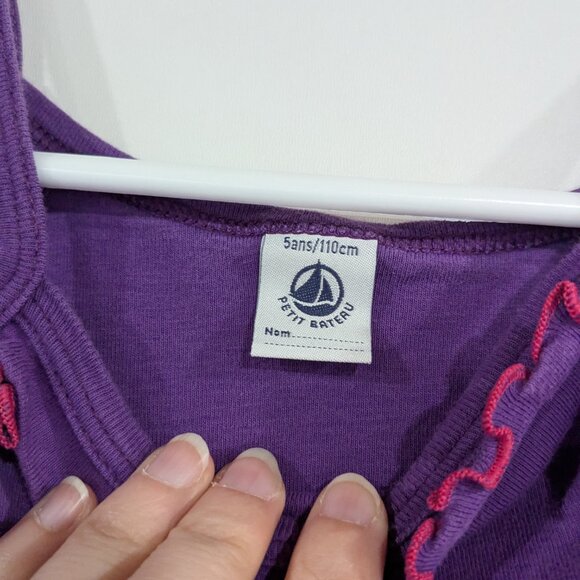 *3/$10* Petit Bateau Lettuce Hem Ruffle Tank Purple Pink Size 5 - Picture 2 of 3